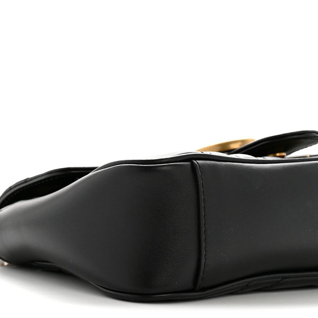 Calfskin Matelasse Mini GG Marmont Shoulder Bag Black