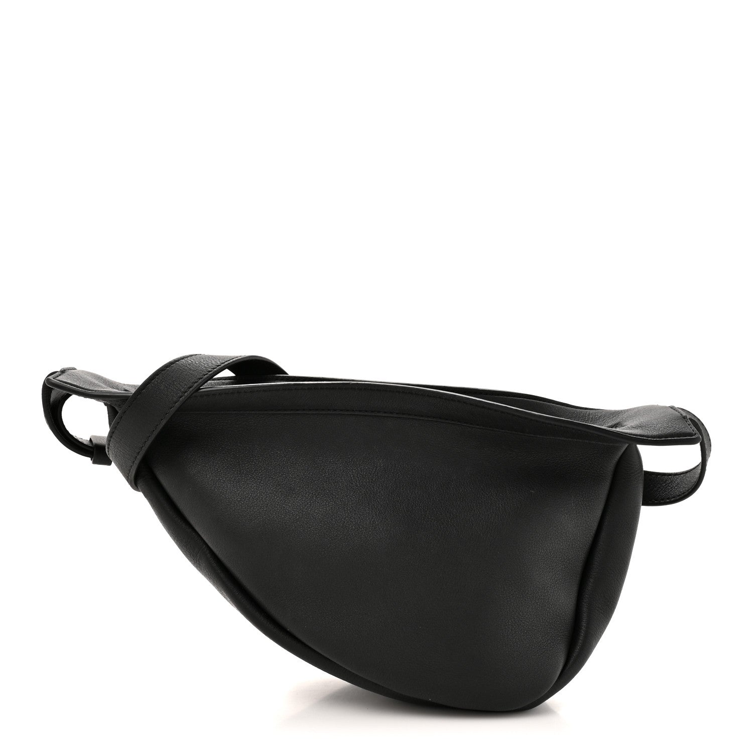 Grained Calfskin Small Slouchy Banana Bag Black