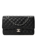 Caviar Quilted Medium Double Flap Black