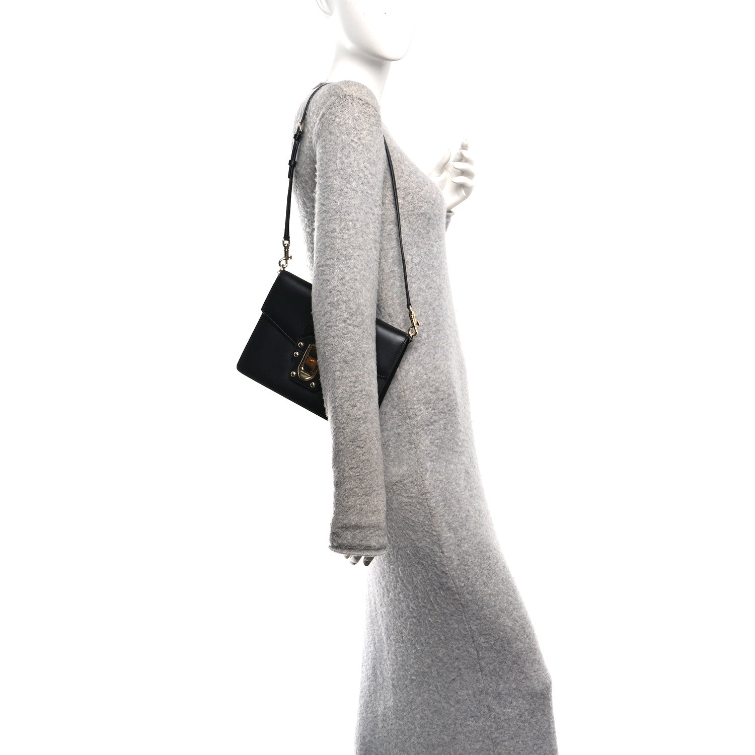 Calfskin Lucia Shoulder Bag Black