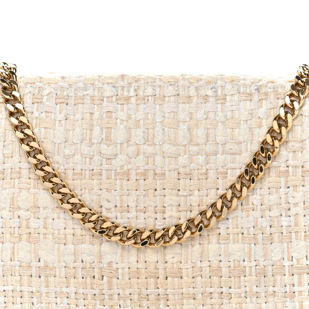 Woven Boucle Falabella Crossbody Bag White Beige