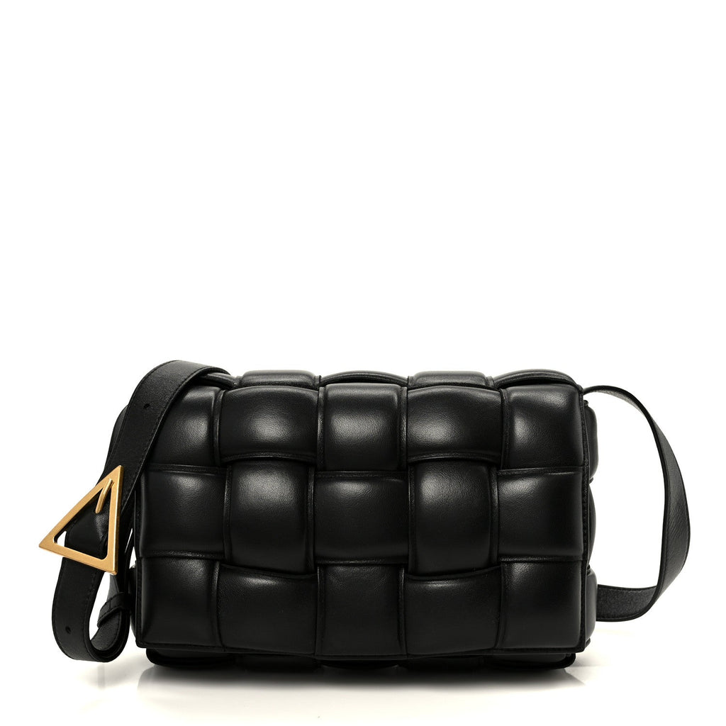 Nappa Maxi Intreccio Padded Cassette Crossbody Bag Black