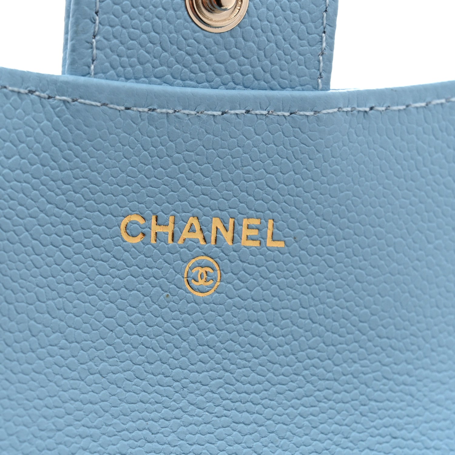 Caviar Quilted Flap  Holder Wallet Light Blue