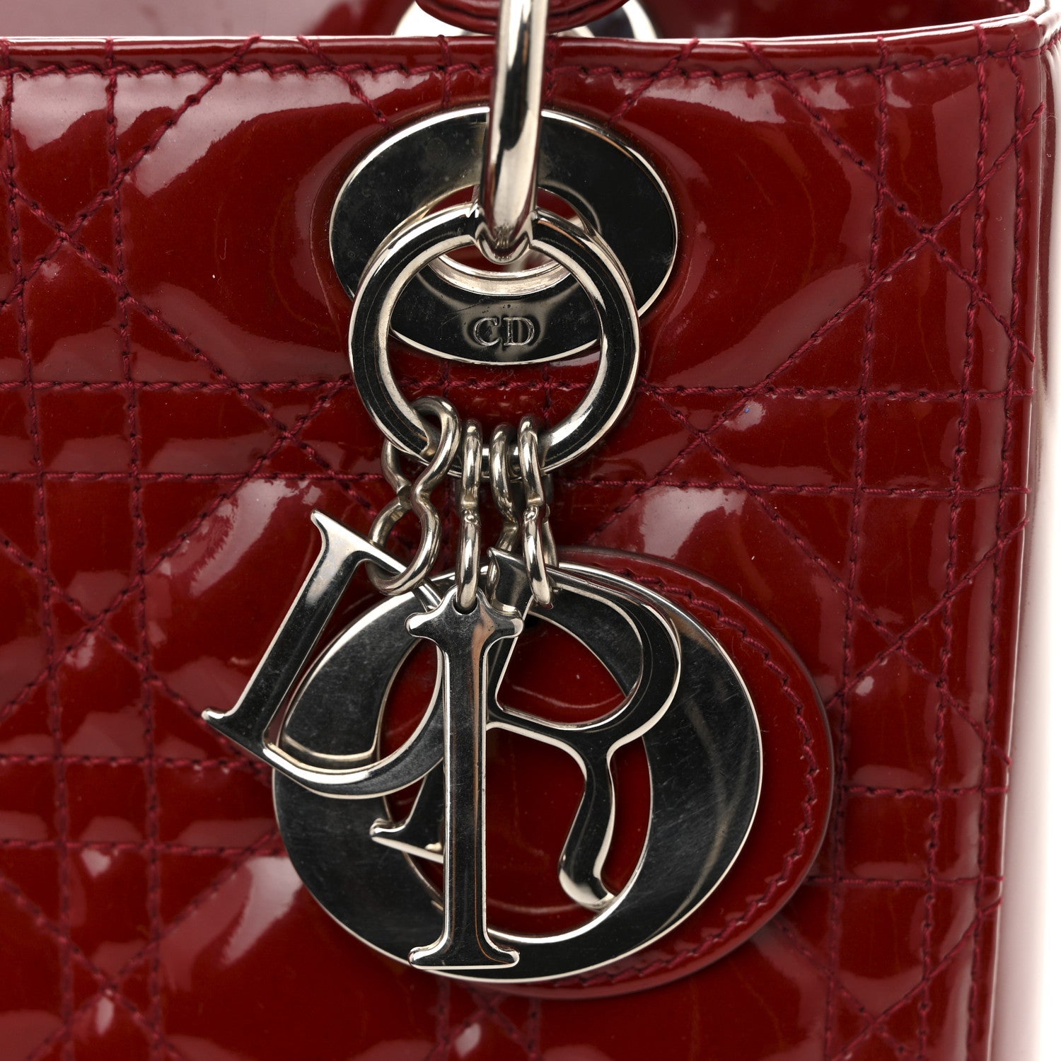 Patent Cannage Medium Lady Dior Red