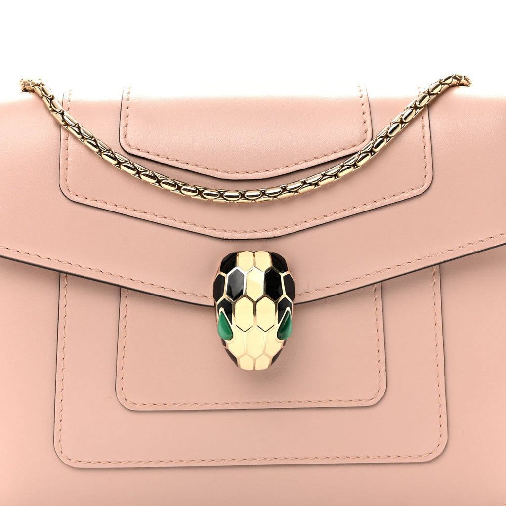 Calfskin Small Serpenti Forever Snake Strap Crossbody Bag Light Pink