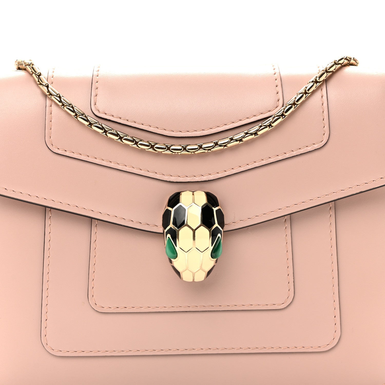 Calfskin Small Serpenti Forever Snake Strap Crossbody Bag Light Pink