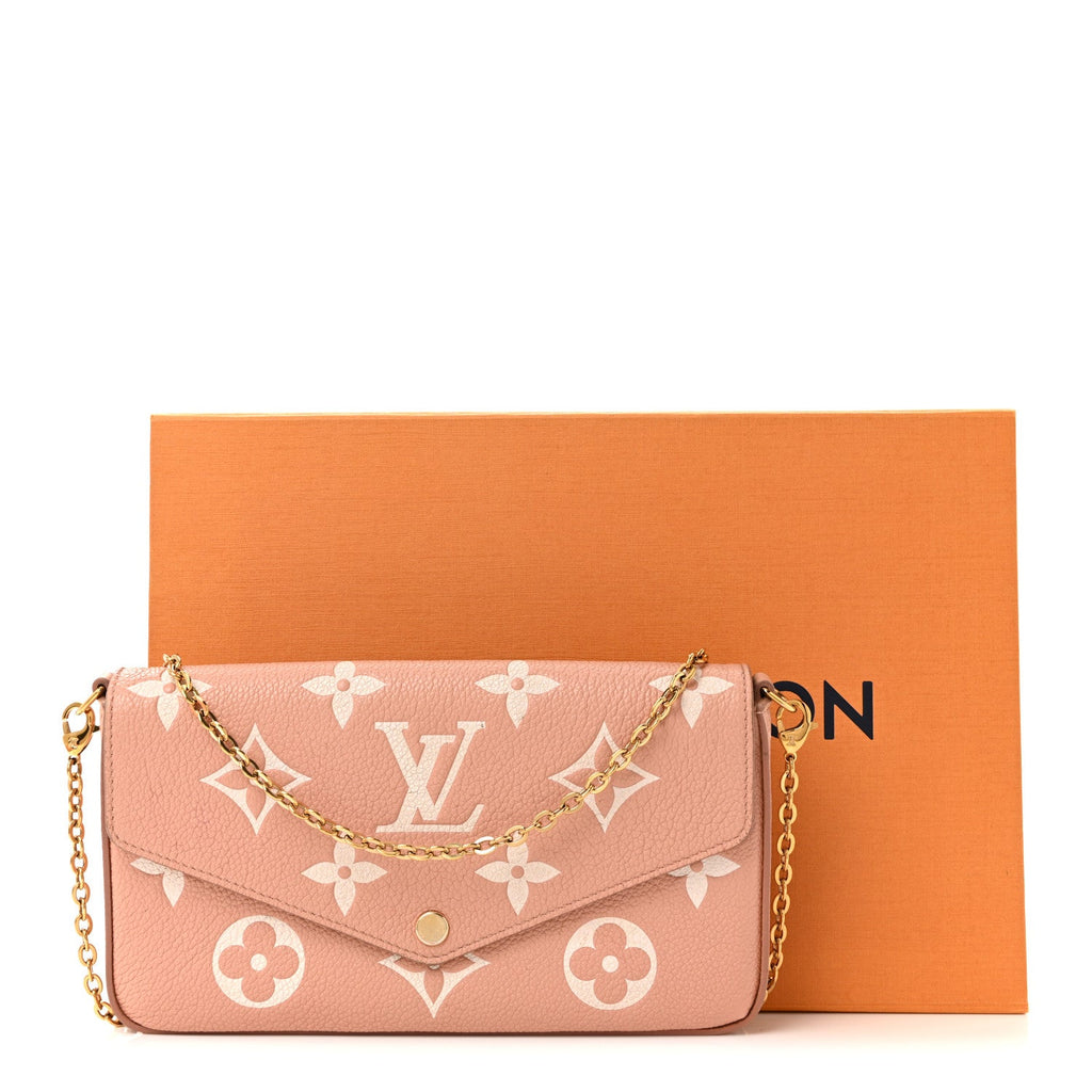 Empreinte Monogram Giant Felicie Pochette Chain Wallet Rose Trianon Creme