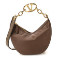 Satin Crystal Mini Vlogo Moon Bag Brown
