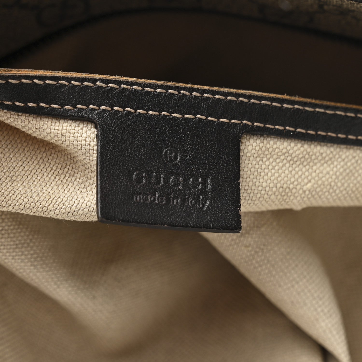 GG Supreme Monogram Large Zippered Shopping Tote Dark Brown
