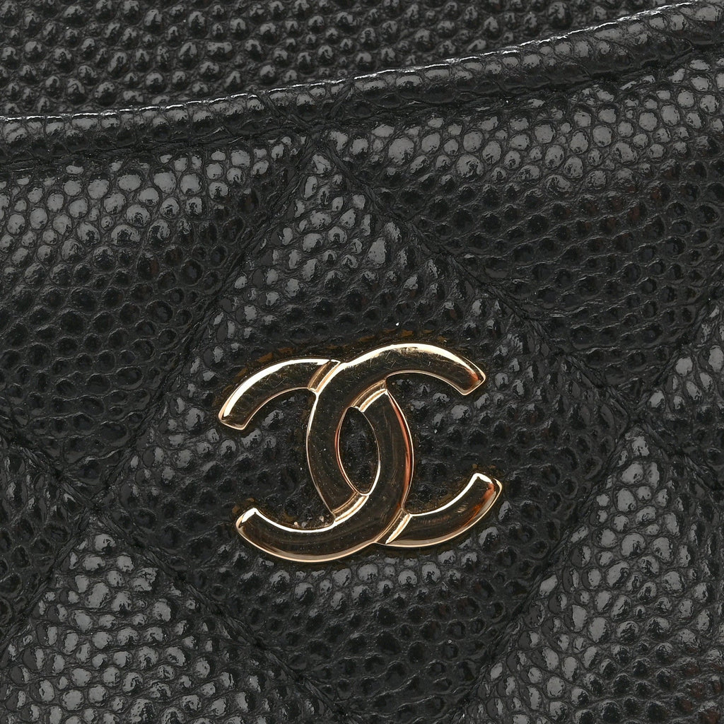 Caviar Quilted CC Zip Around  Holder Black