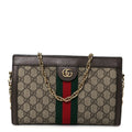 GG Supreme Monogram Web Small Ophidia Chain Shoulder Bag Brown