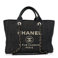 Denim Small Deauville Tote Dark Blue White