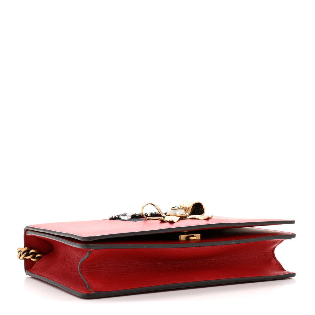 Calfskin Web Medium Peony Chain Shoulder Bag Red