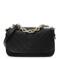 GG Calfskin Embossed Emblem Medium Arabella Bag Black Black
