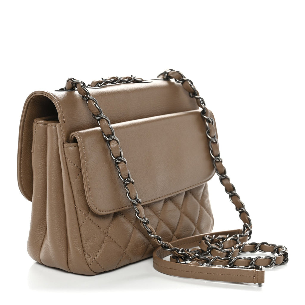 Caviar Quilted Mini All About Flap Bag Brown