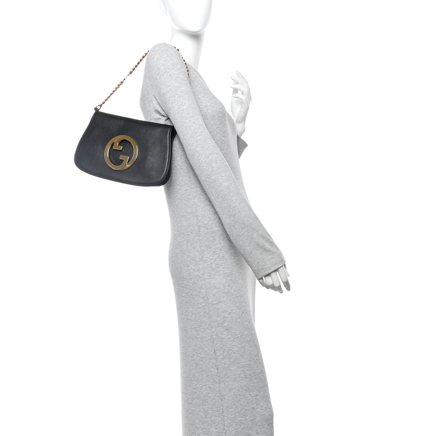 Roxy Calfskin Blondie Chain Shoulder Flap Bag Black