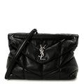 Lambskin Quilted Medium Loulou Puffer Monogram Chain Satchel Black