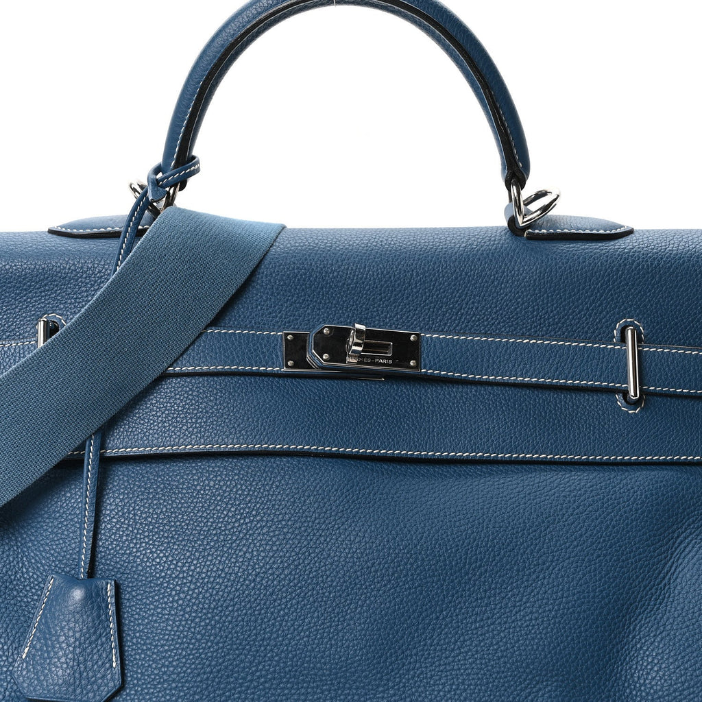 Taurillon Clemence Voyage Kelly 50  Bleu Agate