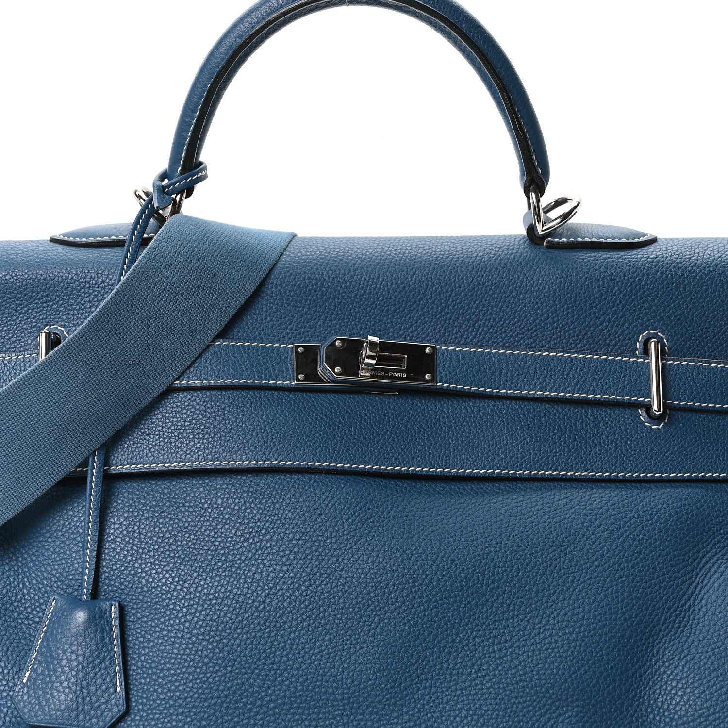 Taurillon Clemence Voyage Kelly 50  Bleu Agate
