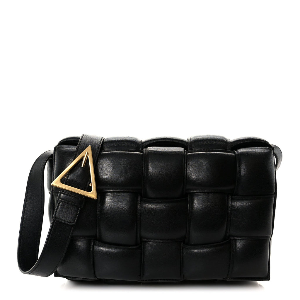 Nappa Maxi Intreccio Padded Cassette Crossbody Bag Black