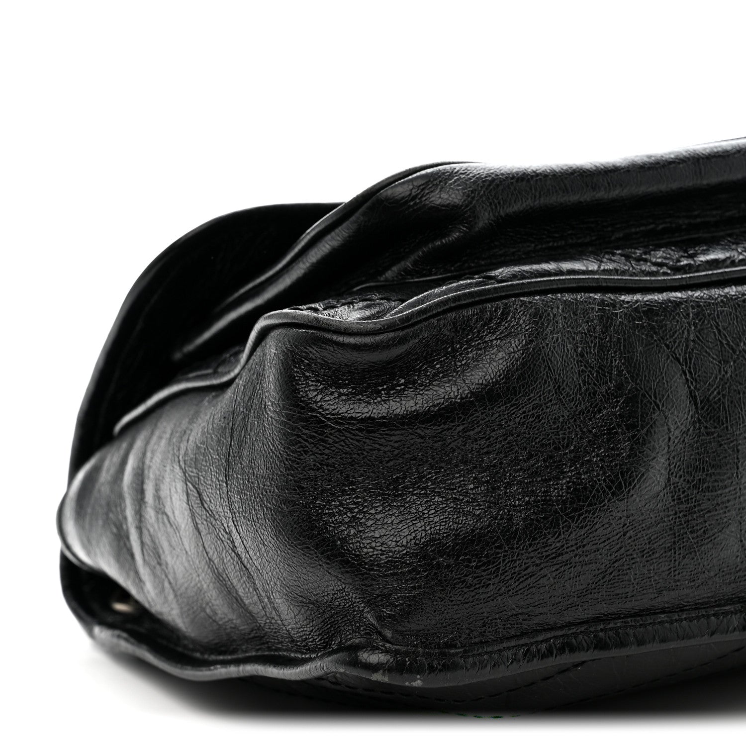 Crinkled Calfskin Matelasse Monogram Medium Niki Chain Satchel Black