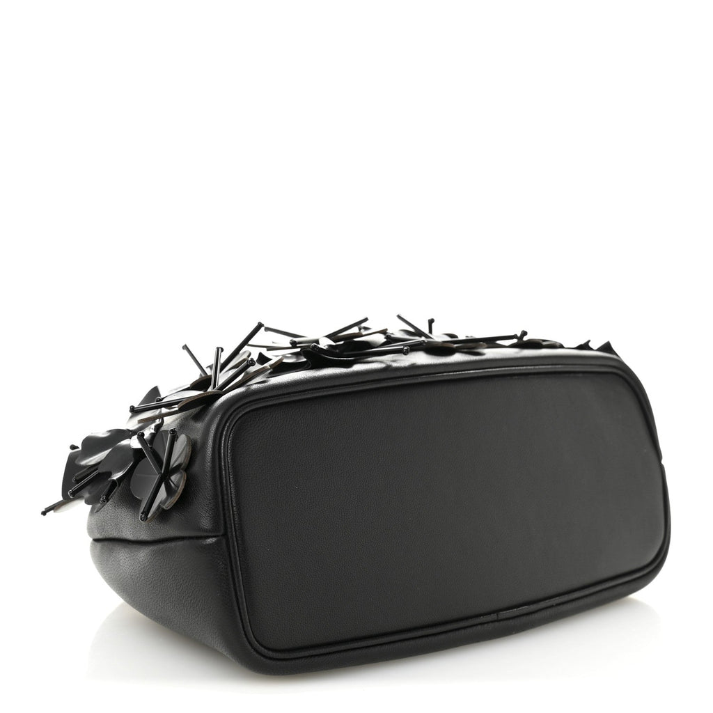 Lambskin Le Petit Calino Brode Ring Top Handle Bag Black