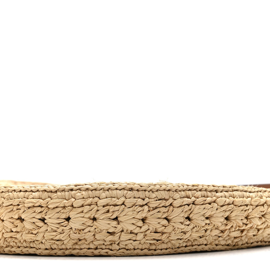 Raffia Calfskin Triomphe Panier Hobo Bag Natural Tan