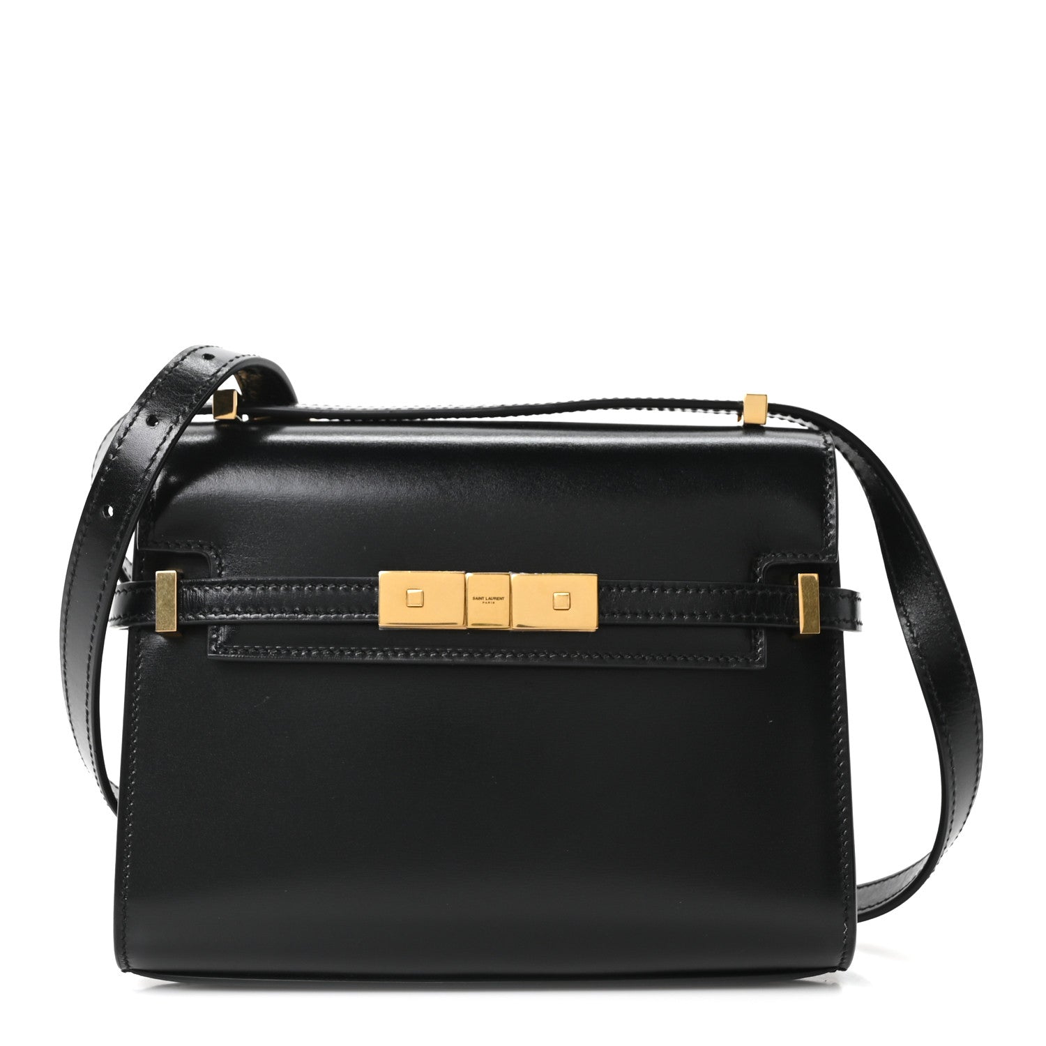 Smooth Calfskin Mini Manhattan Shoulder Bag Black