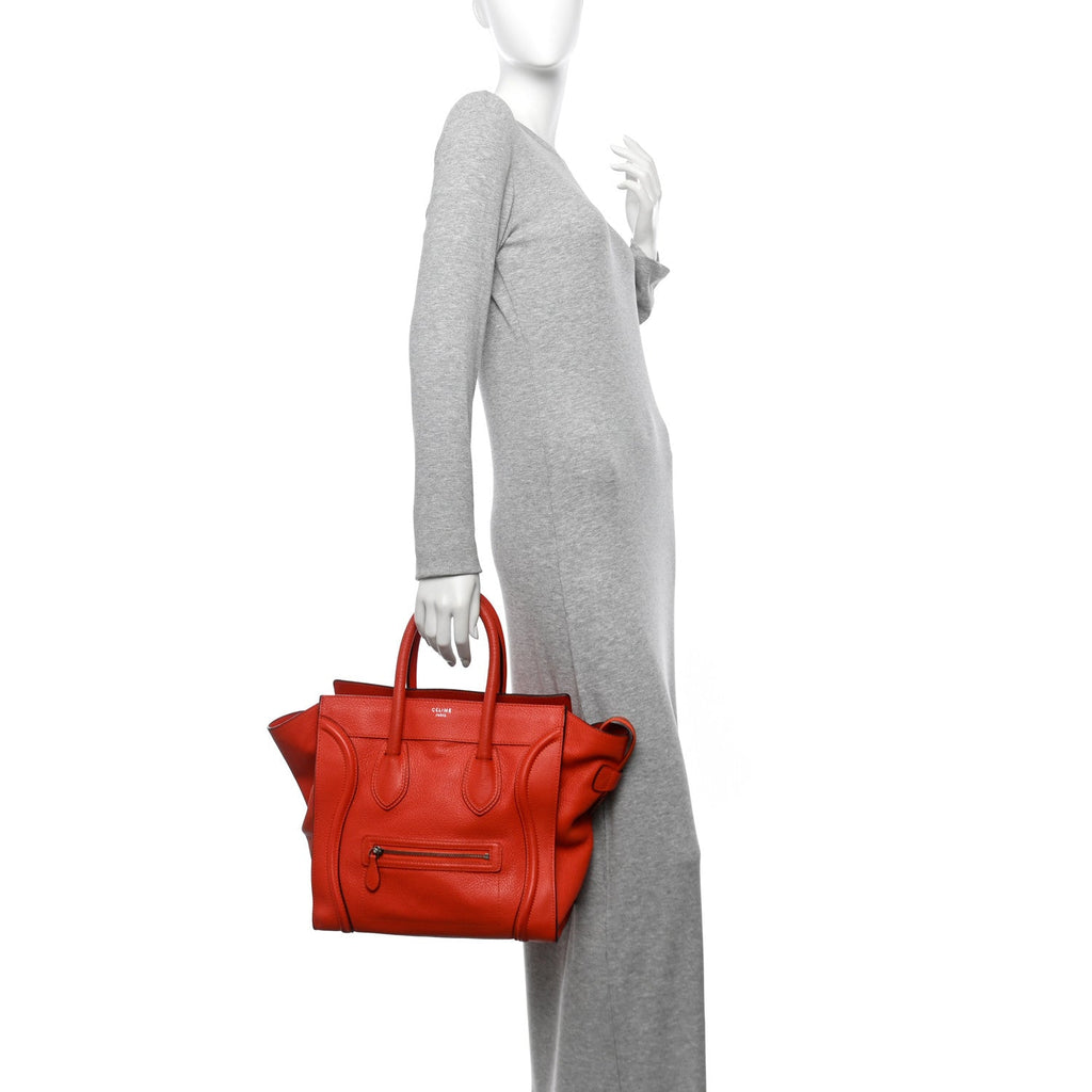 Drummed Calfskin Mini Luggage Coquelicot