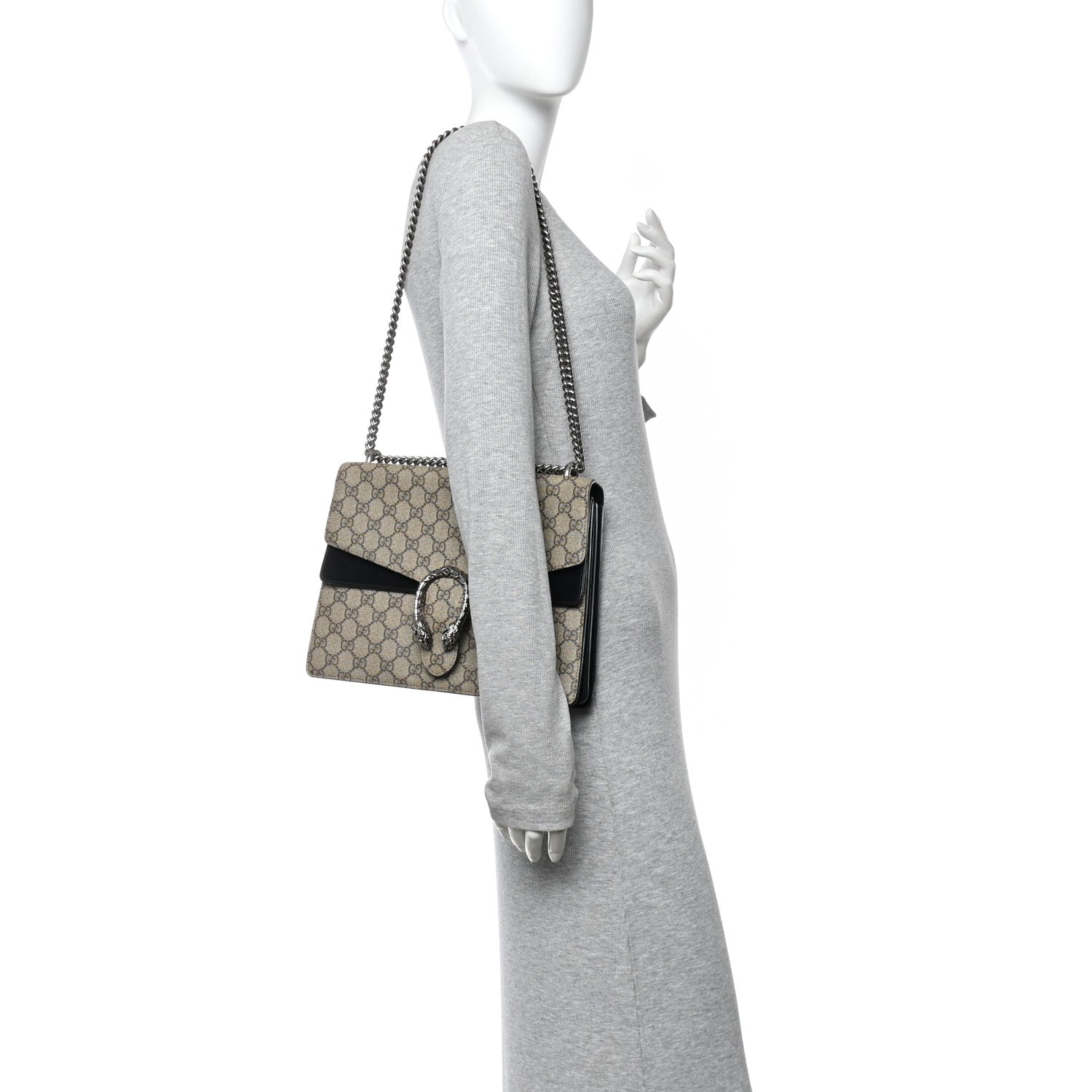 GG Supreme Monogram Medium Dionysus Shoulder Bag Black