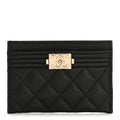 Caviar Quilted Boy  Holder Black