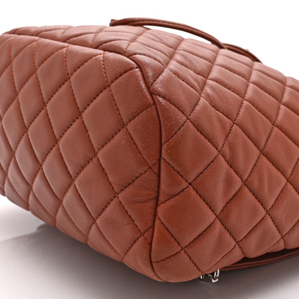 Lambskin Quilted Small Urban Spirit Backpack Brown