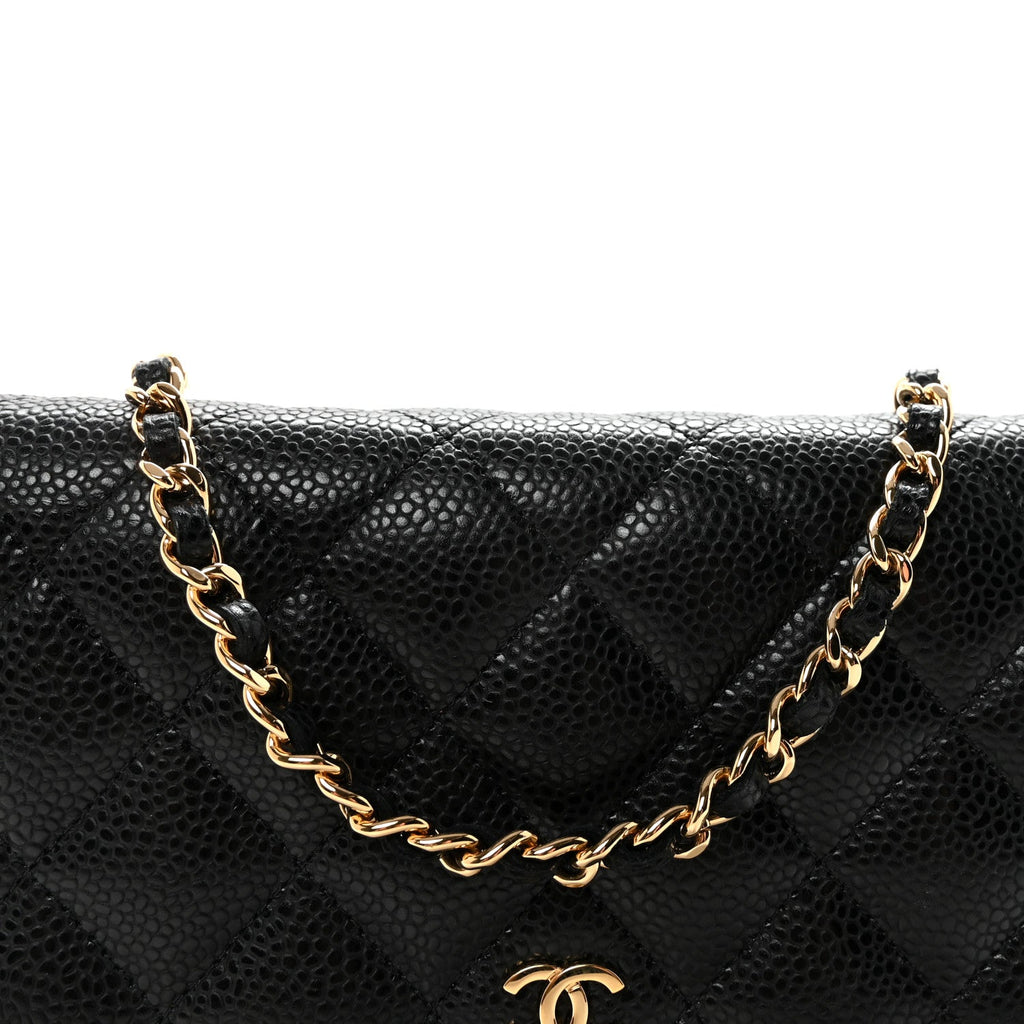 Caviar Quilted Wallet on Chain WOC Black