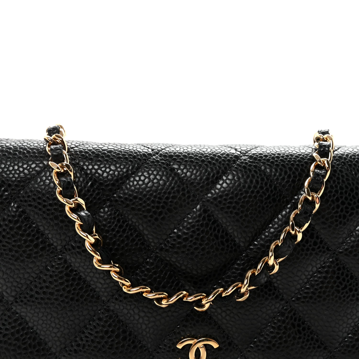 Caviar Quilted Wallet on Chain WOC Black