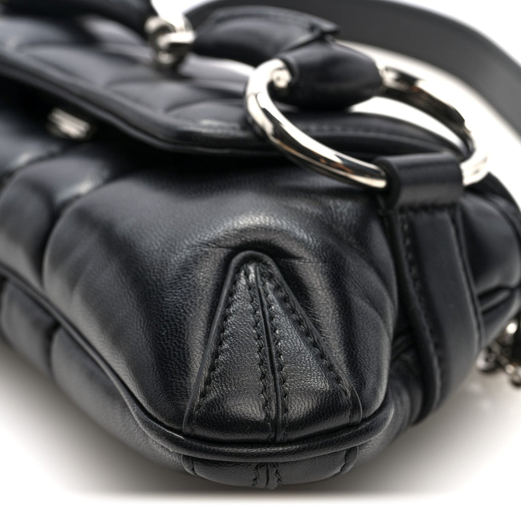 Nappa Vertical Matelasse Small Maxi Horsebit Chain Shoulder Bag Black