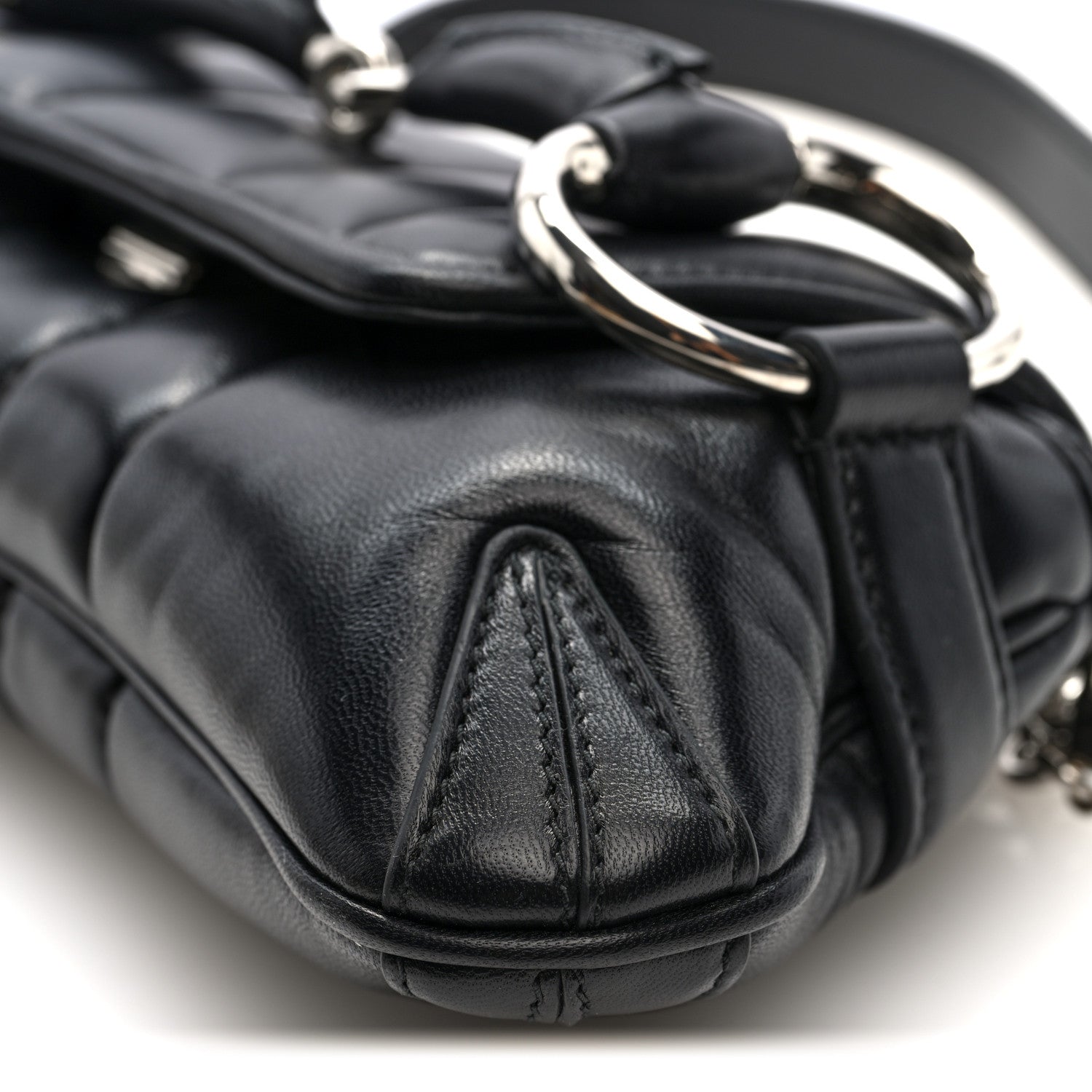 Nappa Vertical Matelasse Small Maxi Horsebit Chain Shoulder Bag Black