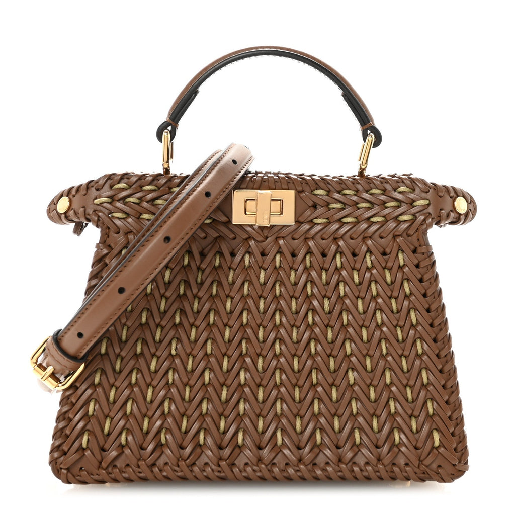 Vitello King Shiny Nappa Intreccio Petite Peekaboo I SEE U Satchel Gianduia