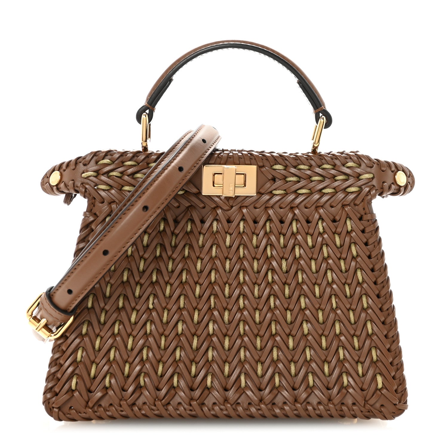 Vitello King Shiny Nappa Intreccio Petite Peekaboo I SEE U Satchel Gianduia