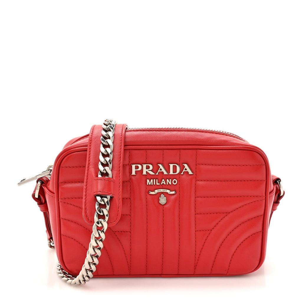 Soft Calfskin Diagramme Camera Bag Rosso