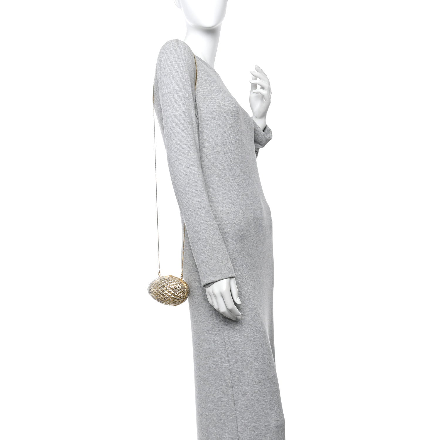 Crystal Egg Minaudiere Clutch Gold