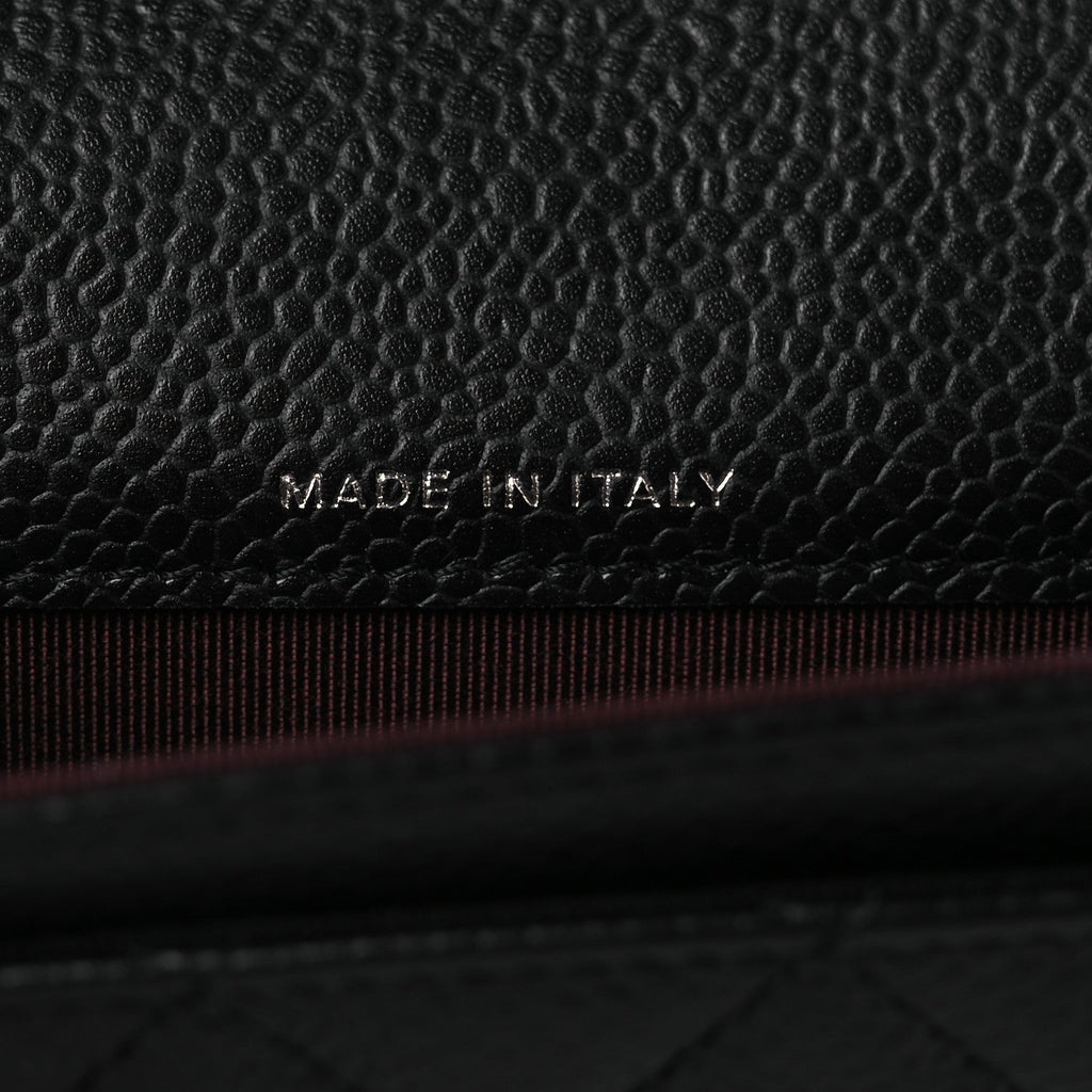 Caviar Quilted Flap  Holder Wallet Black