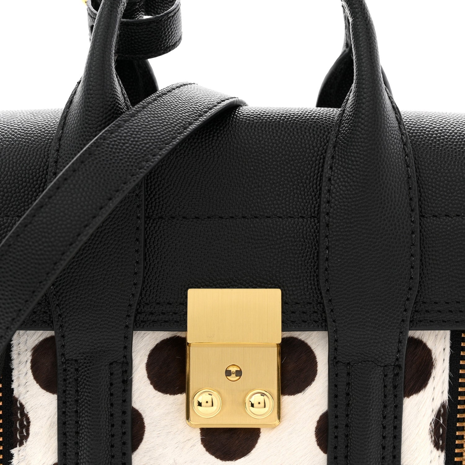 Calf Hair Polka Dot Mini Pashli Satchel Black