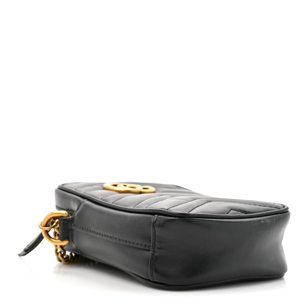 Calfskin Matelasse Mini GG Marmont Crossbody Bag Black