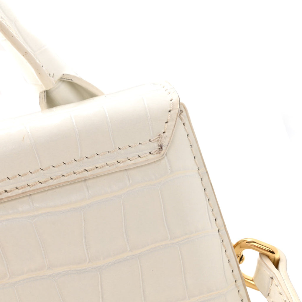 Calfskin Crocodile Embossed Le Chiquito Long White