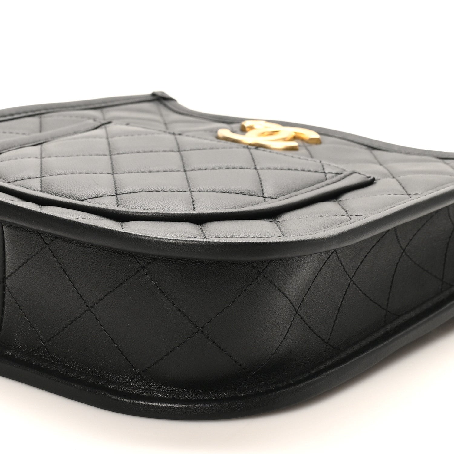Calfskin Quilted CC Hobo Handbag Black