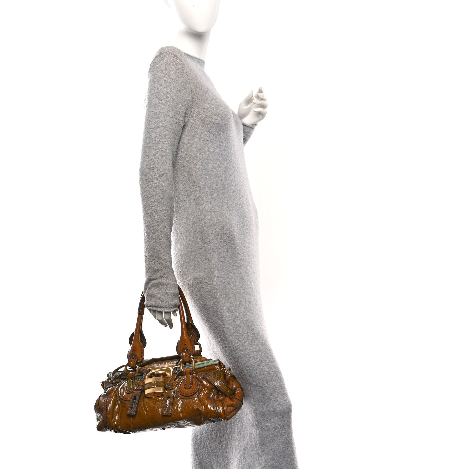Crinkled Patent Medium Paddington Satchel
