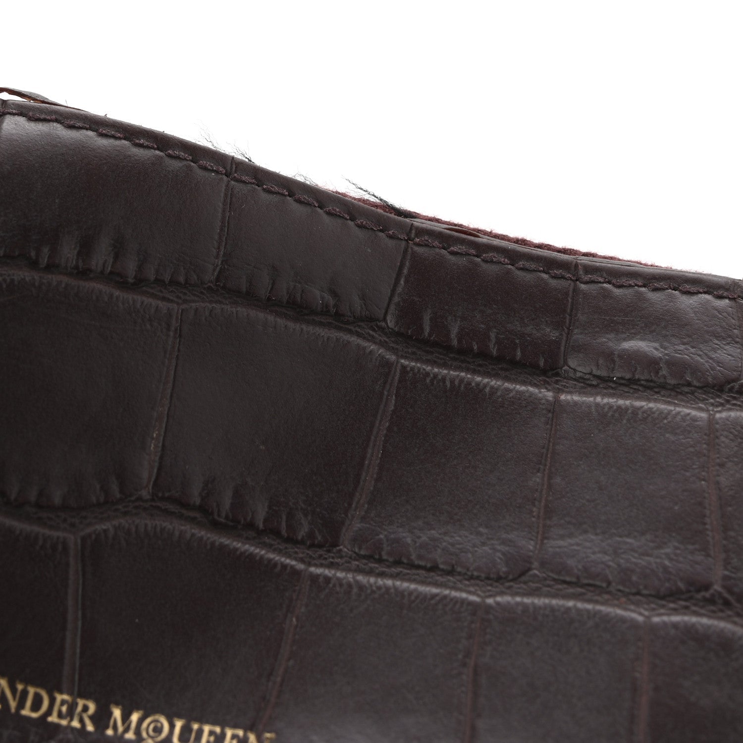 Calfskin Crocodile Embossed  Holder Wallet Burgundy