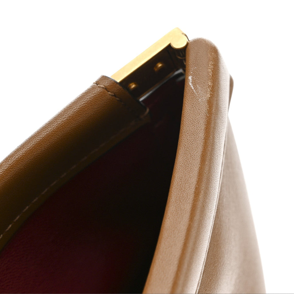 Smooth Calfskin Clasp Bucket Bag Brown