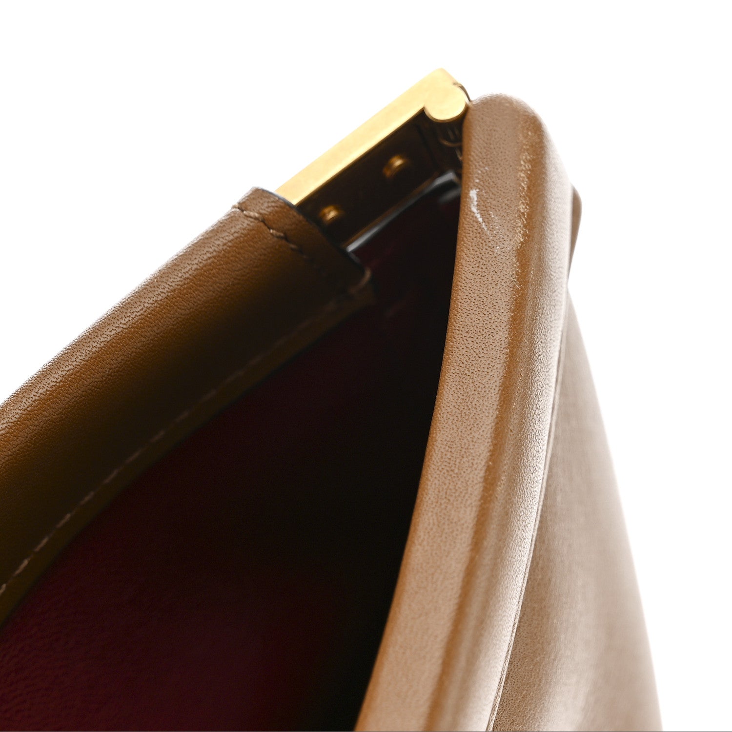 Smooth Calfskin Clasp Bucket Bag Brown