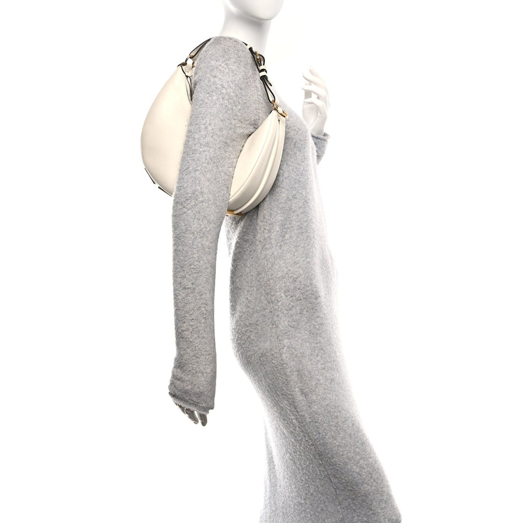 Vitello Grace Matte Small Fendigraphy Hobo Bag White Ice